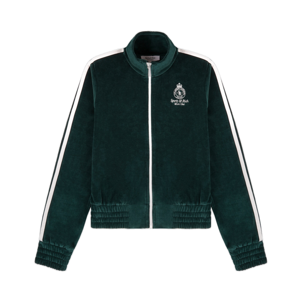 Crown Tennis Elio Velour Track Jacket - Forest/Ecru
