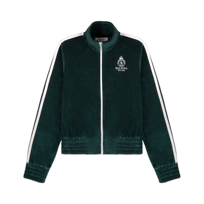 Crown Tennis Elio Velour Track Jacket - Forest/Ecru