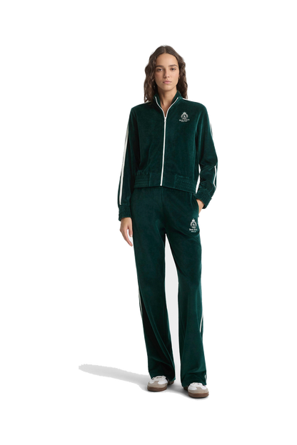 Crown Tennis Elio Velour Track Jacket - Forest/Ecru