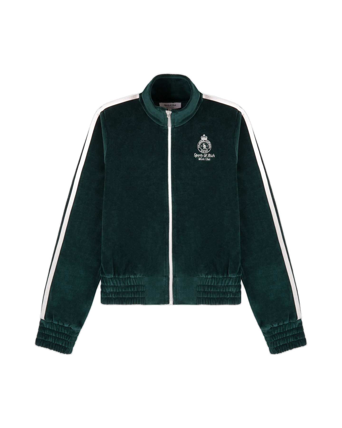 Crown Tennis Elio Velour Track Jacket - Forest/Ecru