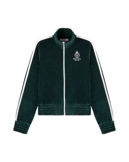 Crown Tennis Elio Velour Track Jacket - Forest/Ecru