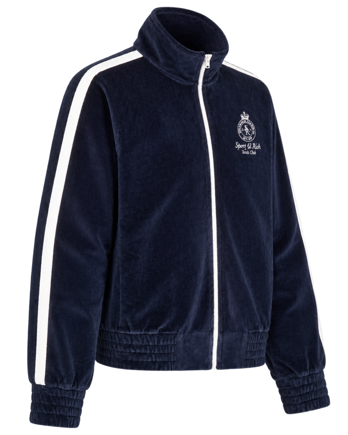 Crown Tennis Elio Velour Track Jacket - Navy/Ecru