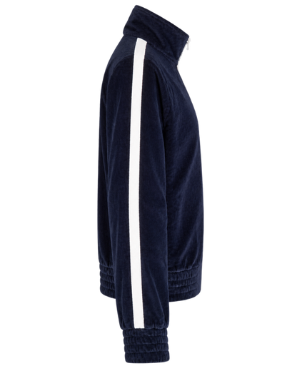 Crown Tennis Elio Velour Track Jacket - Navy/Ecru