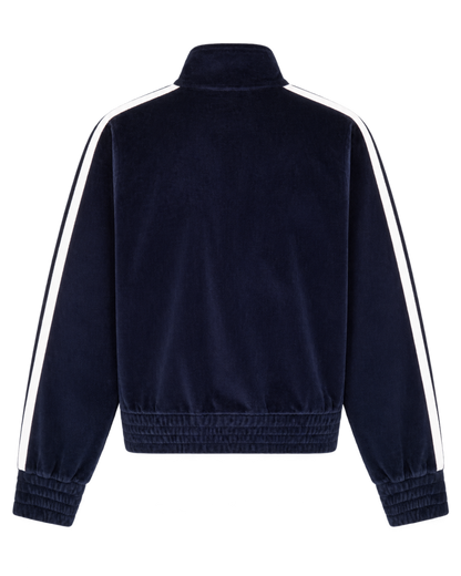 Crown Tennis Elio Velour Track Jacket - Navy/Ecru