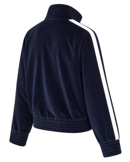 Crown Tennis Elio Velour Track Jacket - Navy/Ecru