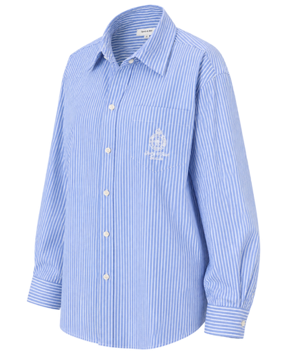 Crown Tennis Oversized Shirt - Light Blue Striped