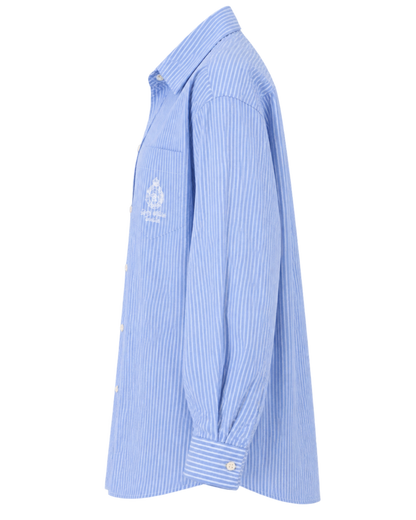 Crown Tennis Oversized Shirt - Light Blue Striped