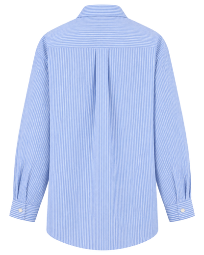 Crown Tennis Oversized Shirt - Light Blue Striped