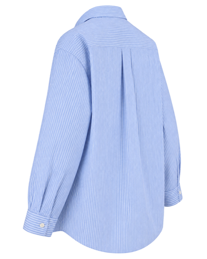 Crown Tennis Oversized Shirt - Light Blue Striped