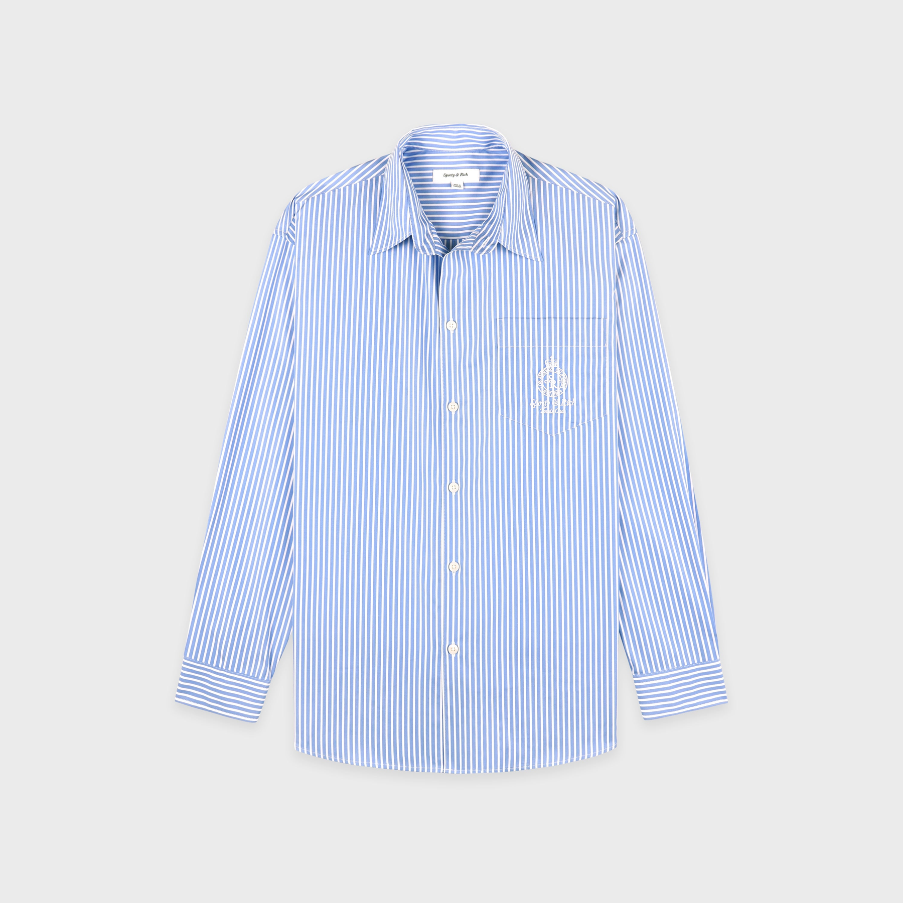 Crown Tennis Oversized Shirt - Light Blue Striped