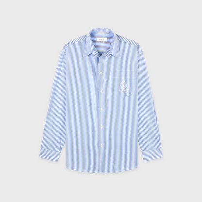 Crown Tennis Oversized Shirt - Light Blue Striped