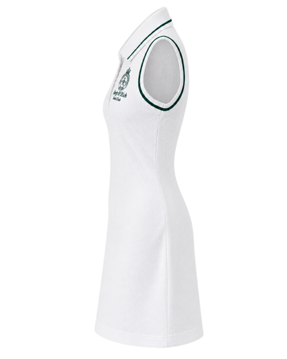 Crown Tennis Pique Polo Dress - White/Forest