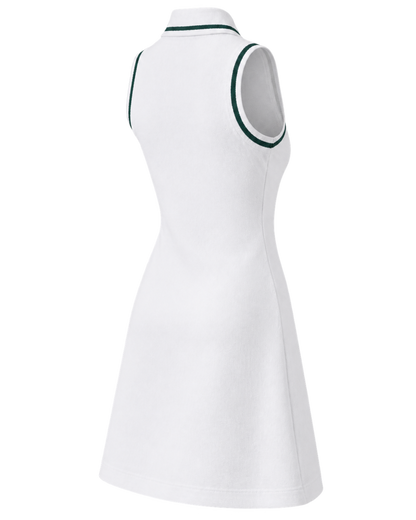 Crown Tennis Pique Polo Dress - White/Forest