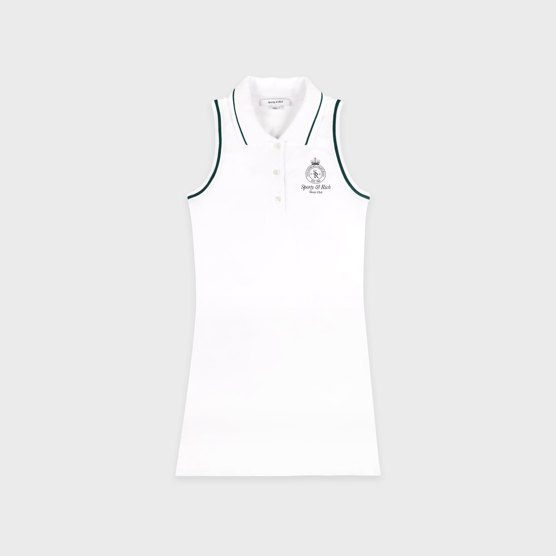 Crown Tennis Pique Polo Dress - White/Forest