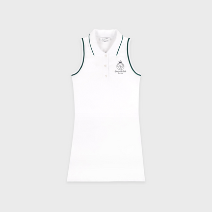 Crown Tennis Pique Polo Dress - White/Forest