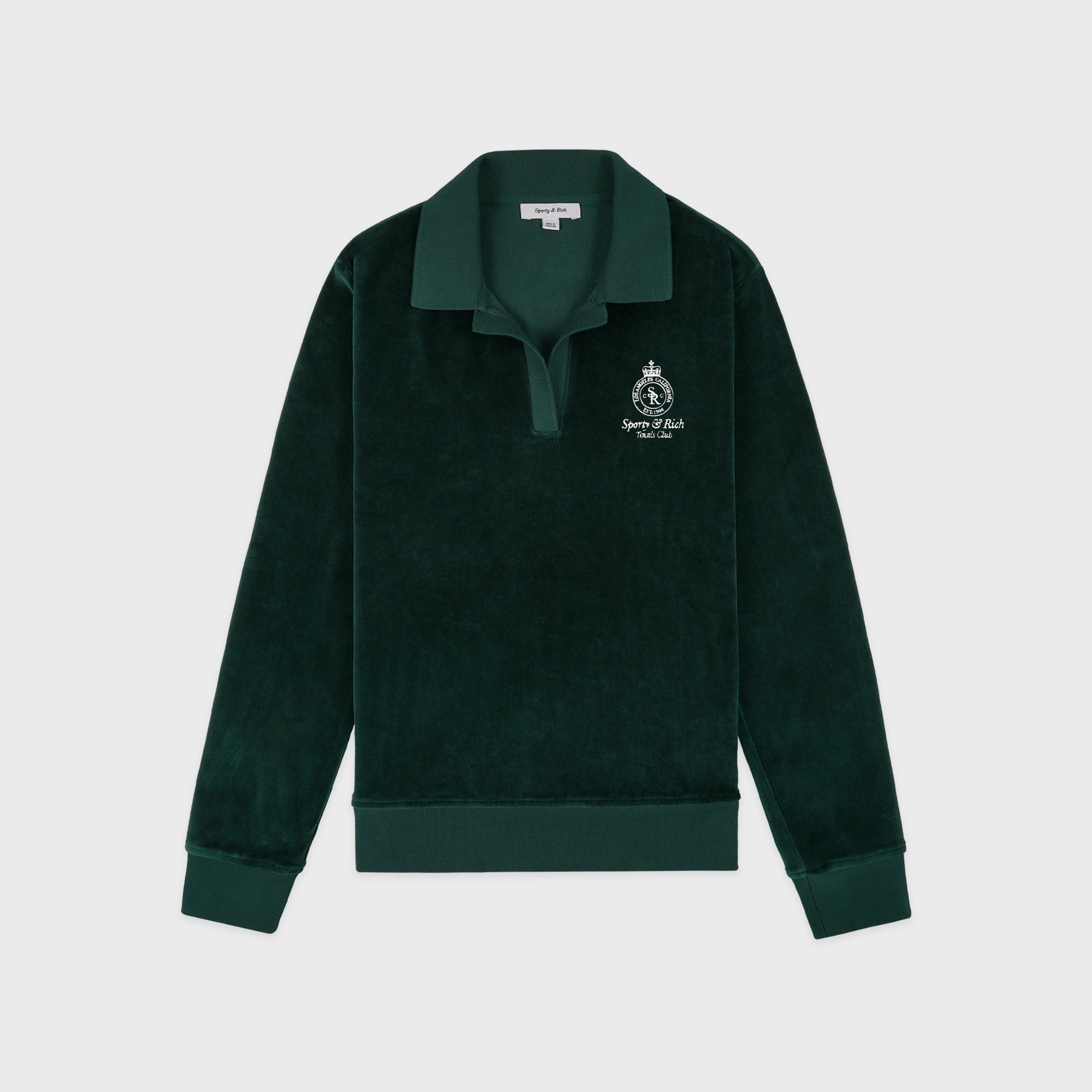 Crown Tennis Velour Polo - Forest/Ecru