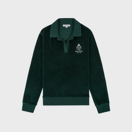 Crown Tennis Velour Polo - Forest/Ecru