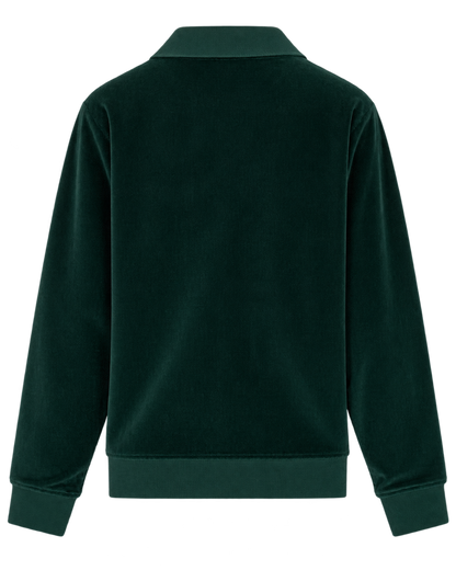 Crown Tennis Velour Polo - Forest/Ecru