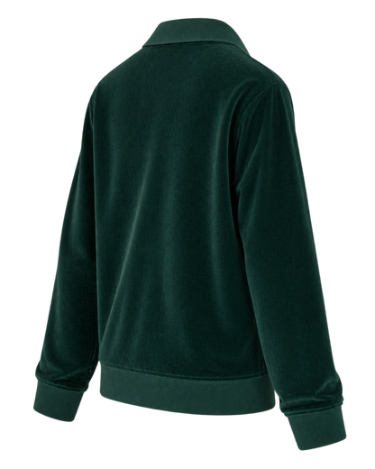 Crown Tennis Velour Polo - Forest/Ecru