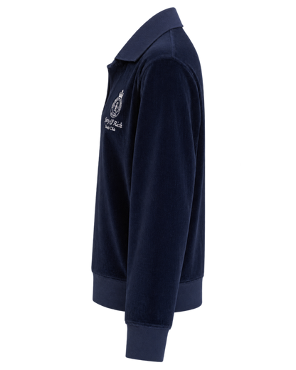 Crown Tennis Velour Polo - Navy/Ecru