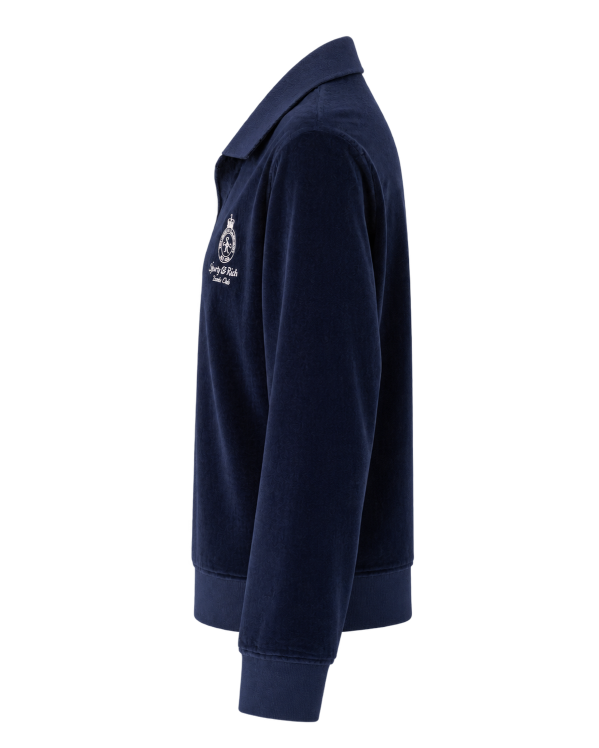 Crown Tennis Velour Polo - Navy/Ecru
