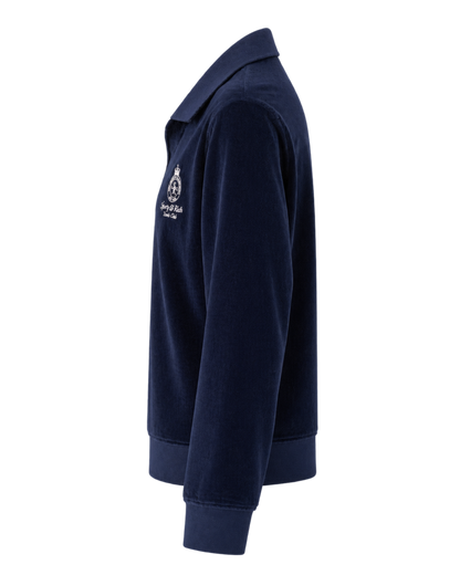 Crown Tennis Velour Polo - Navy/Ecru