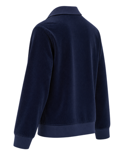 Crown Tennis Velour Polo - Navy/Ecru