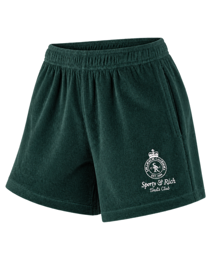 Crown Tennis Velour Short - Forest/Ecru