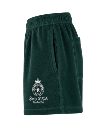 Crown Tennis Velour Short - Forest/Ecru
