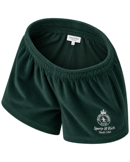 Crown Tennis Velour Short - Forest/Ecru