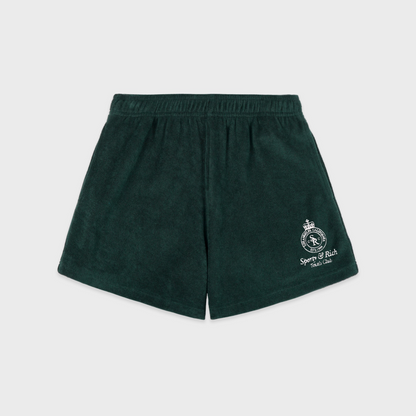 Crown Tennis Velour Short - Forest/Ecru