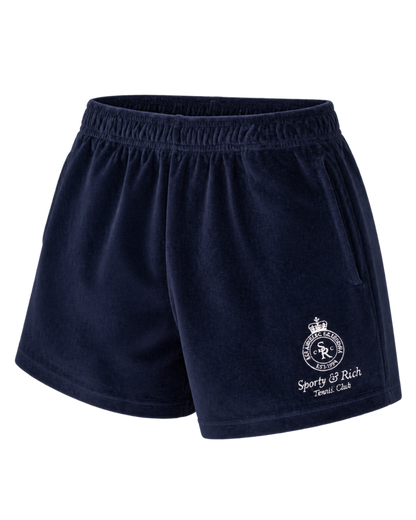 Crown Tennis Velour Short - Navy/Ecru