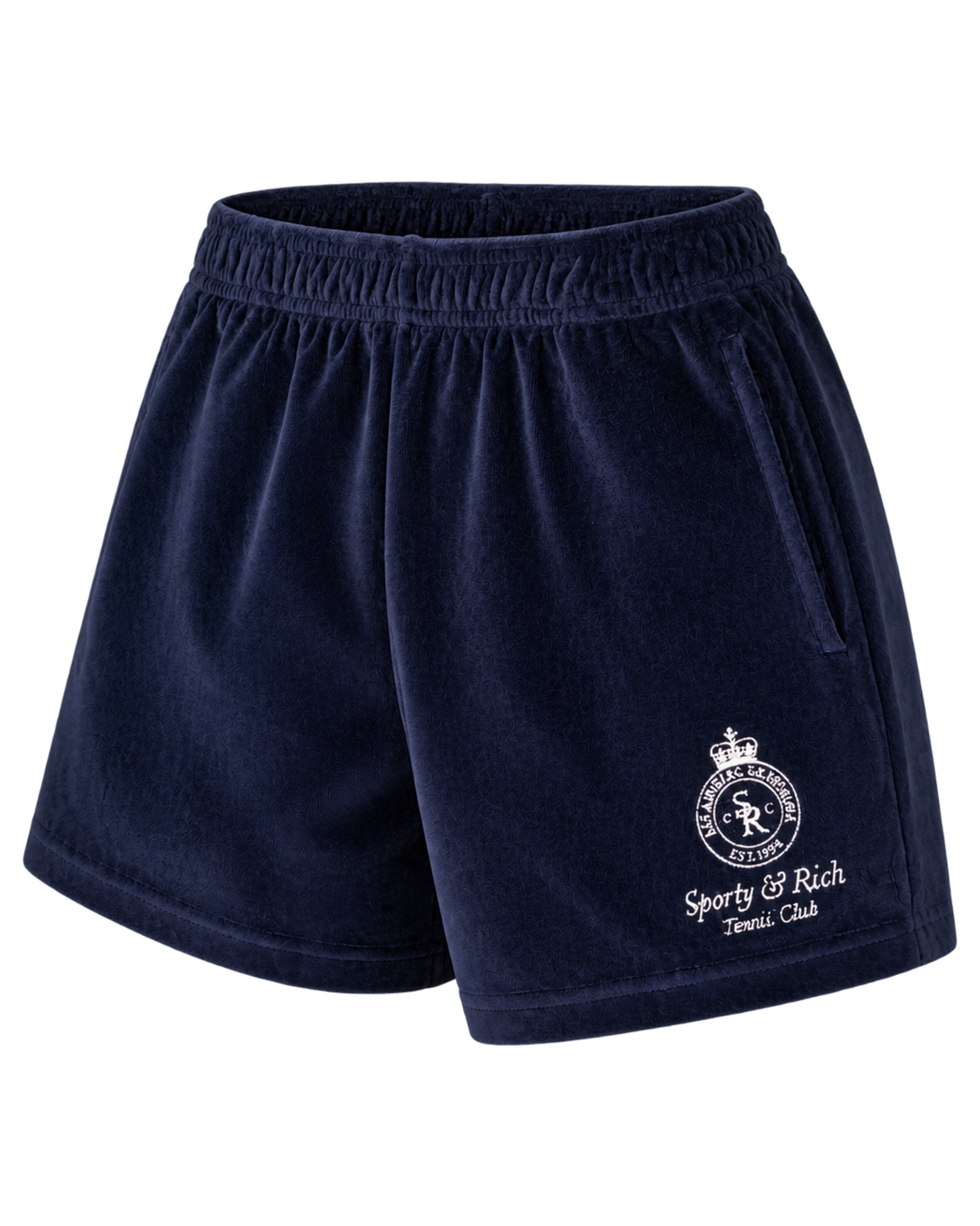 Crown Tennis Velour Short - Navy/Ecru
