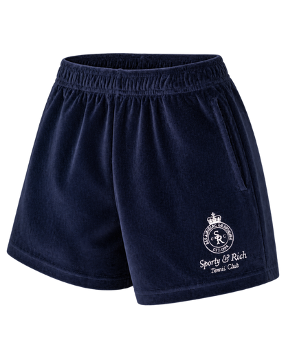 Crown Tennis Velour Short - Navy/Ecru