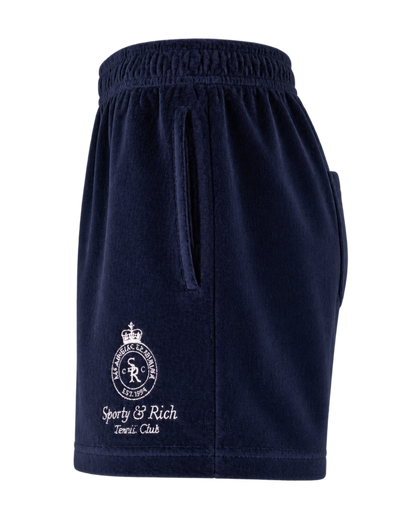Crown Tennis Velour Short - Navy/Ecru