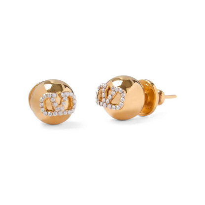 Crystal-Embellished VLogo Stud Earrings