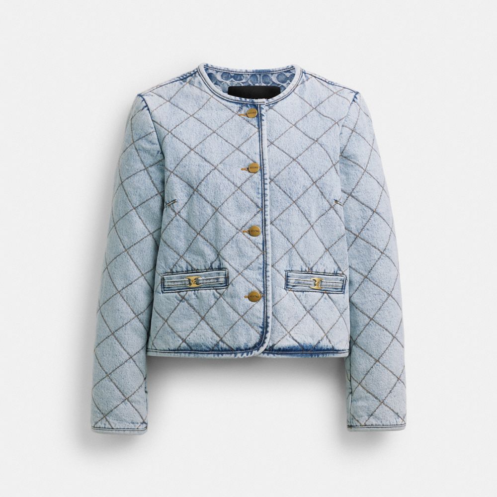 Heritage C Quilted Denim Jacket In Organic Cotton