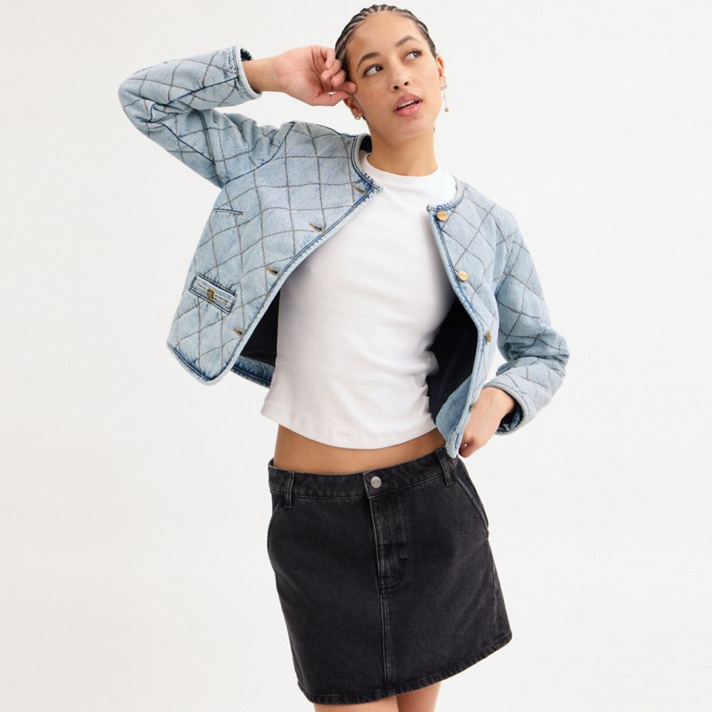 Heritage C Quilted Denim Jacket In Organic Cotton
