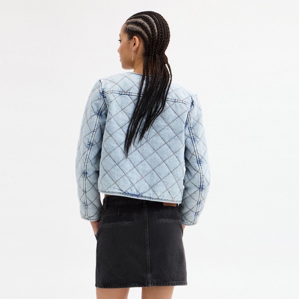 Heritage C Quilted Denim Jacket In Organic Cotton