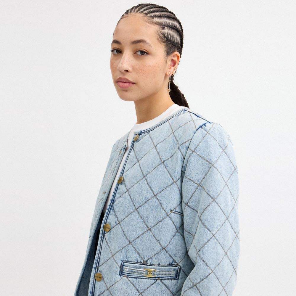 Heritage C Quilted Denim Jacket In Organic Cotton
