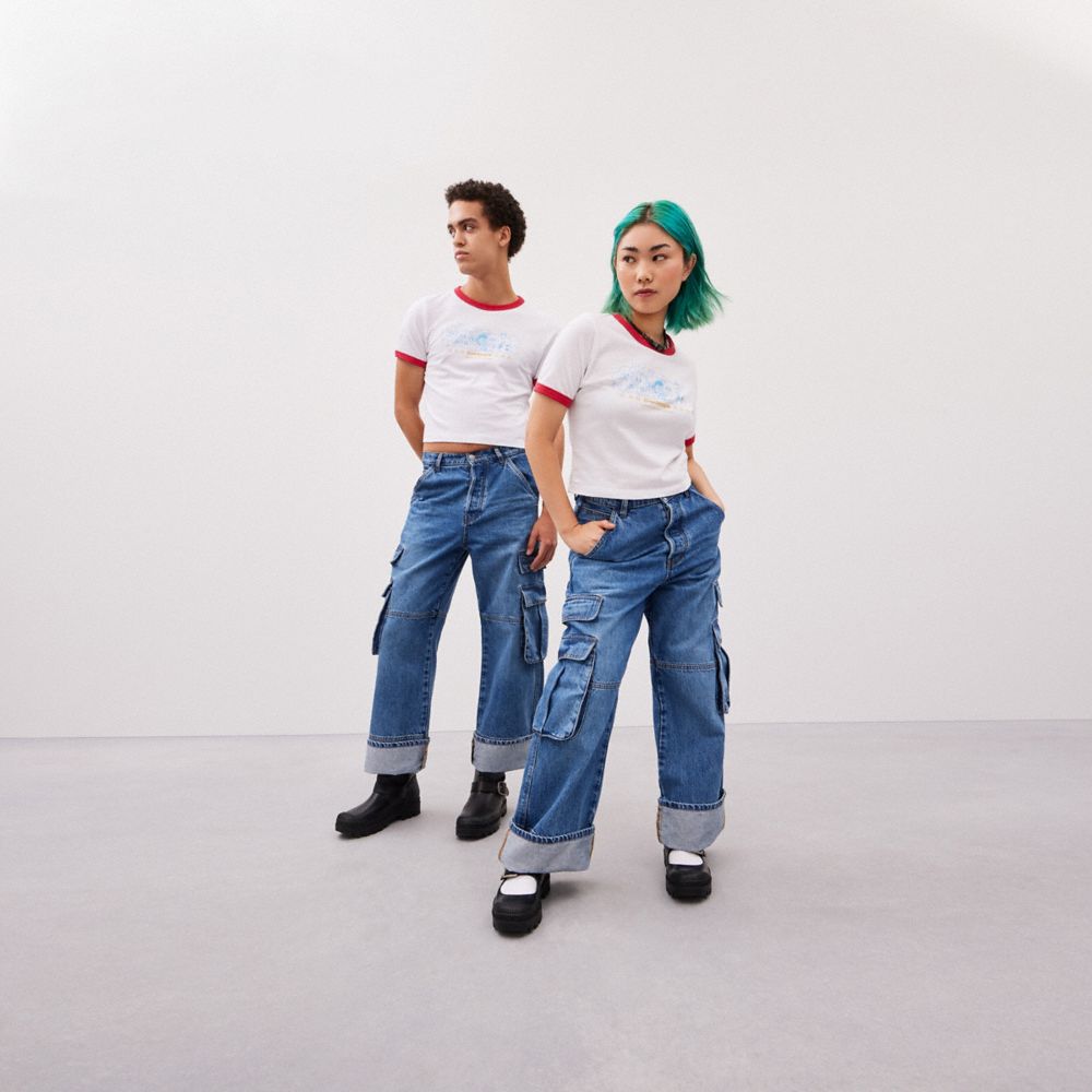 Cropped T Shirt With Coachtopia Creatures Print