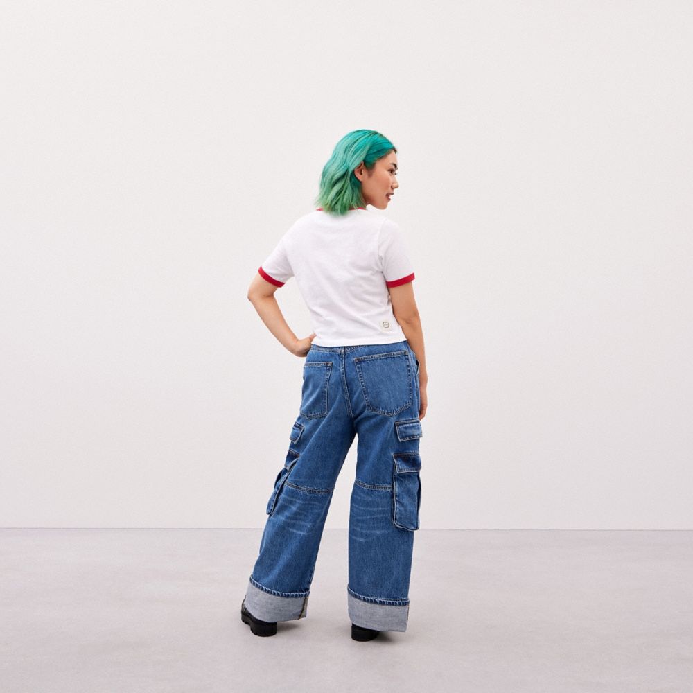 Cropped T Shirt With Coachtopia Creatures Print