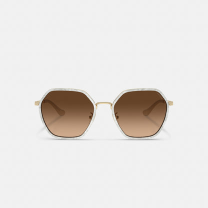 Embellished Narrow Metal Hexagon Sunglasses