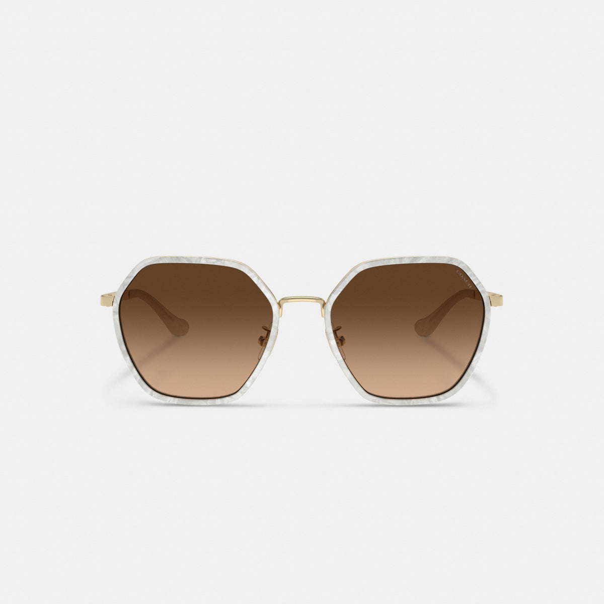 Embellished Narrow Metal Hexagon Sunglasses