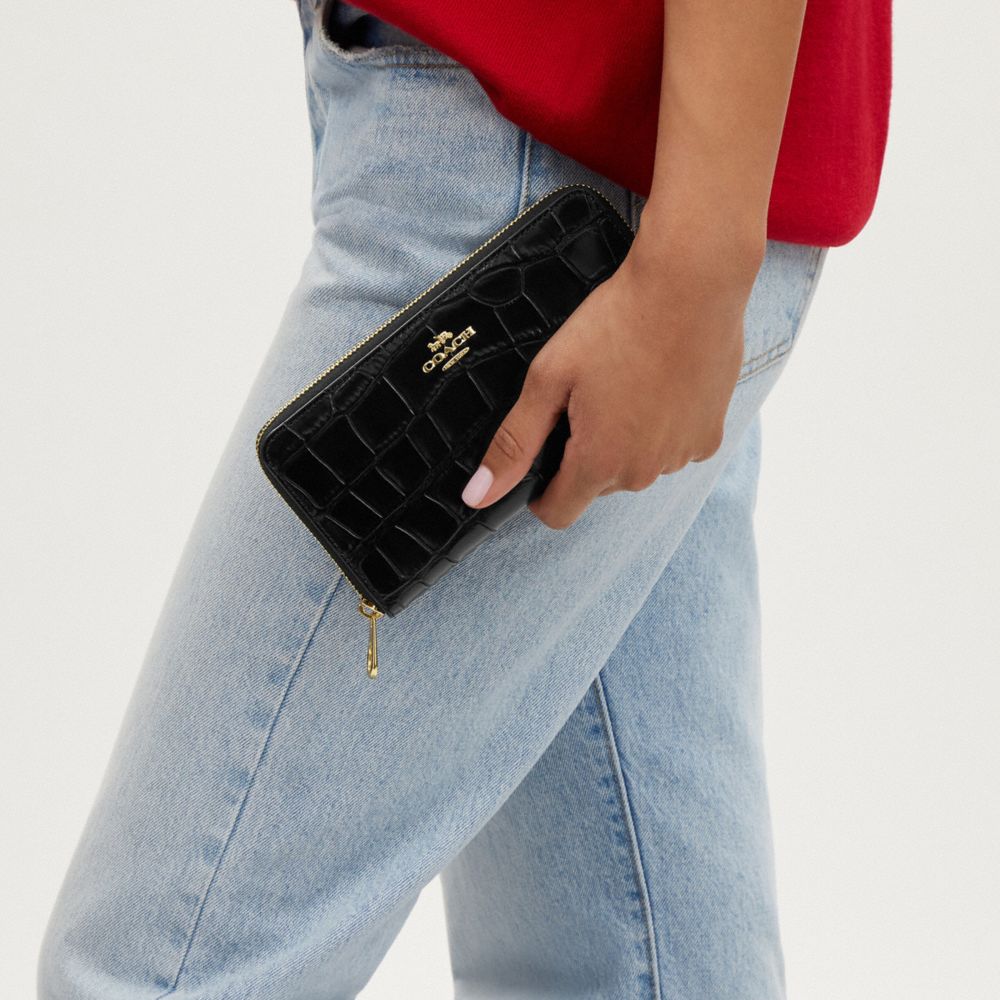 Long Zip Around Wallet In Signature Leather
