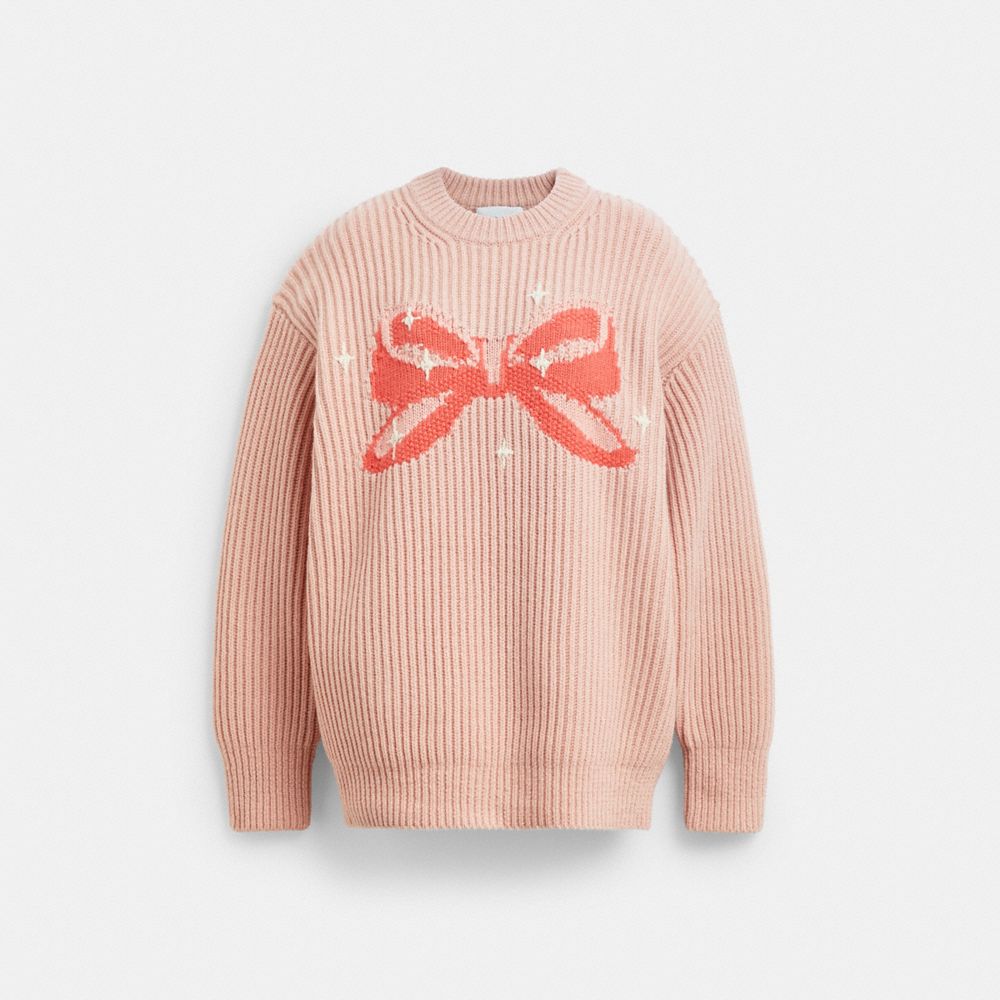 Crewneck Bow Sweater In Recycled Wool
