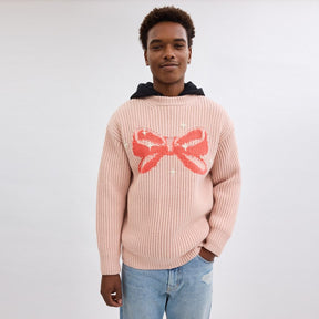 Crewneck Bow Sweater In Recycled Wool