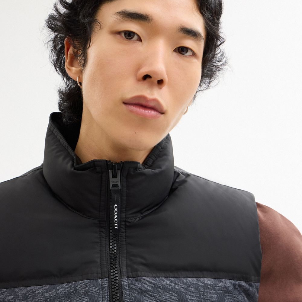 Signature Down Vest In Recycled Polyester