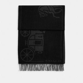 Horse And Carriage Print Oversized Muffler