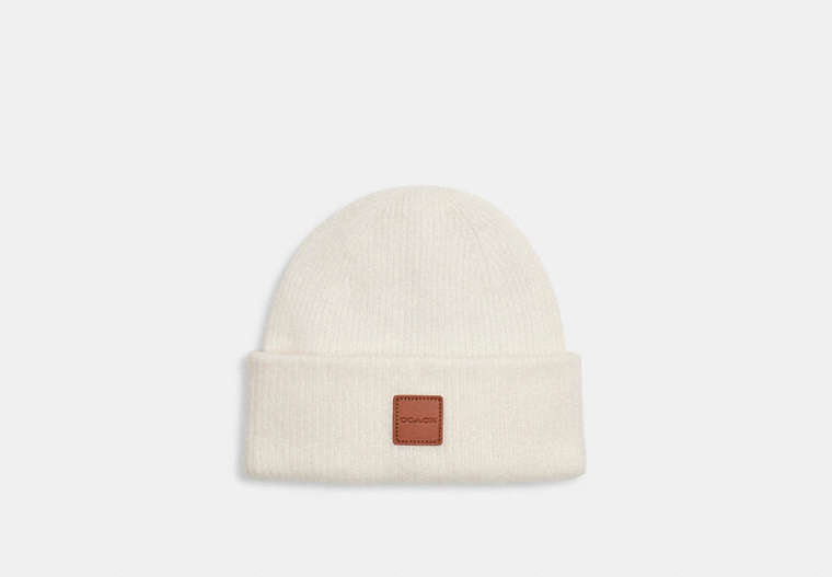 Knit Beanie With Leather Patch